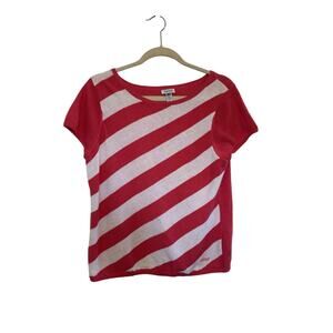 Izod Pink Striped Sweater Vest Styled T-shirt Size Large Preppy Light Academia